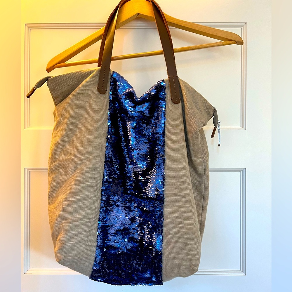 GAP Handbag with Blue Sequins Down the Front and Back